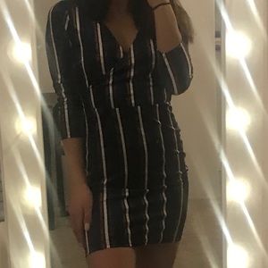 Striped velvet cocktail dress
